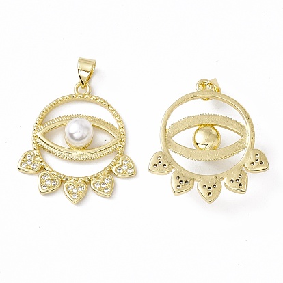 Покрытие стойки латунь микропаве прозрачные кубические циркониевые подвески, с акриловым шарик, долговечный, без кадмия и без свинца, плоский круглый и сердце и глаз