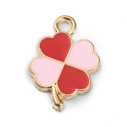 Pendentifs en émail , or, deux tons, trèfle