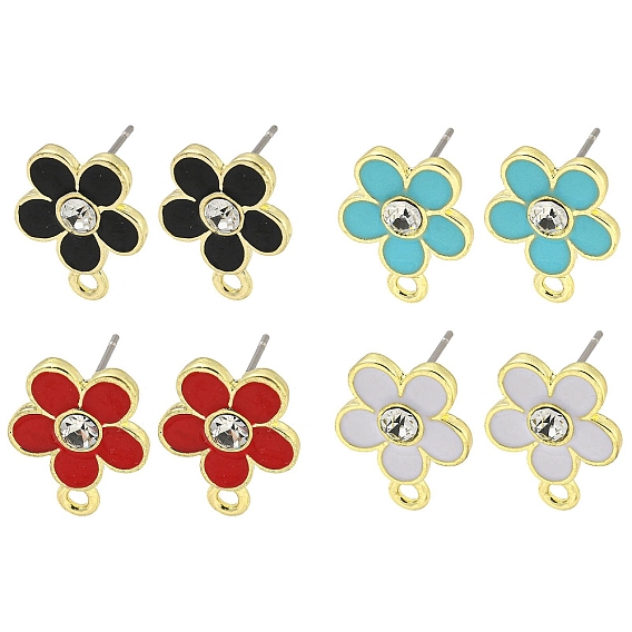 Поиск сережек-гвоздиков из сплава с покрытием стойки, со стразами, без кадмия, без никеля и без свинца, цветок