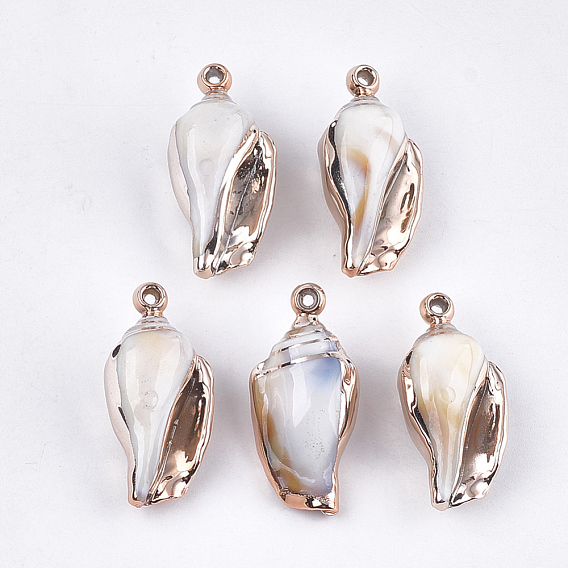 Electroplate Acrylic Pendants, Imitation Gemstone Style, Spiral Shell Shape
