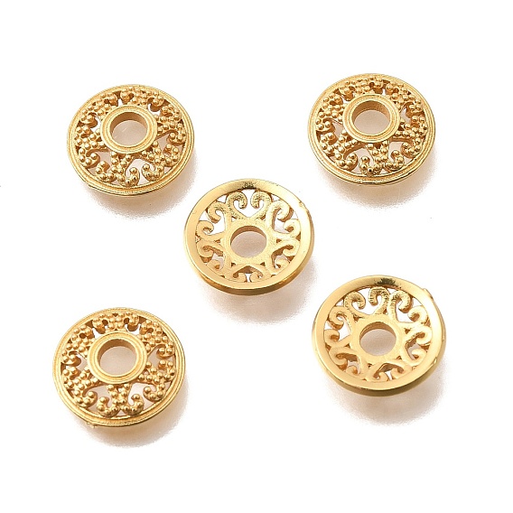 Шапочки и конусы для бусин, латунные, плоско-круглые, без кадмия и без свинца, стойки покрытие, долговечный