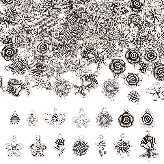 140 шт 14 стили подвески из сплава в тибетском стиле, цветок