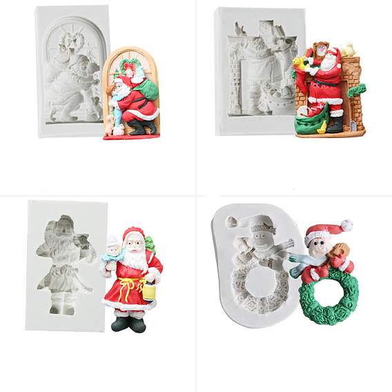 Christmas Theme DIY Food Grade Silicone Molds, Fondant Molds, Resin Casting Molds, for Chocolate, Candy, UV Resin & Epoxy Resin Jewelry Making