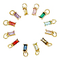 12 pièces 12 pendentifs en laiton et zircon cubique de couleur anniversaire, charme rectangle, or