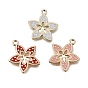 Alloy with Enamel Pendants, Flower Charms, Rack Plating, Golden