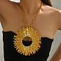 Collares con colgantes grandes de aleación, cristal y diamantes de imitación en forma de sol para mujer.