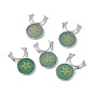 Gemstone Connector Charms, Cattle Head Links with Star, with Rack Plating Platinum Tone Brass Findings, Cadmium Free & Lead Free