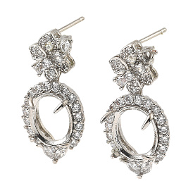 Стойка покрытие латунь с кубическим цирконием серьги-гвоздики находка, без свинца и без кадмия, цветок