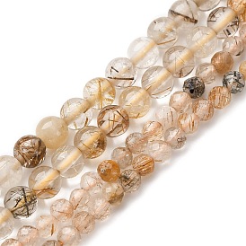 Природные Rutilated кварцевые нити бисера, круглые