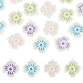 20Pcs 4 Colors Spray Painted Alloy Enamel Pendants, with Glitter Powder, Flower