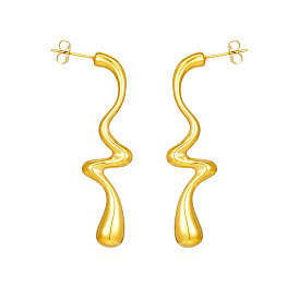 Простые 304 геометрические серьги-гвоздики в форме капли из нержавеющей стали