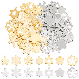 84Pcs 14 Style 201 Stainless Steel Pendant, Flower