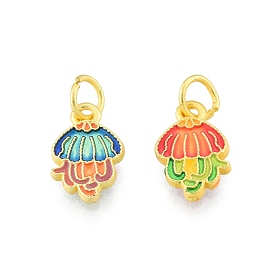 Alloy Enamel Charm, with Jump Rings, Matte Gold Color, Jellyfish
