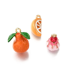 Подвески из эмали и сплава, торт и апельсиновый шарм, золотые