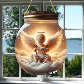 Décoration pendentif en forme d'ange en acrylique pour pot Mason, pour les ornements suspendus à la fenêtre du porche de la maison