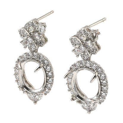 Стойка покрытие латунь с кубическим цирконием серьги-гвоздики находка, без свинца и без кадмия, цветок