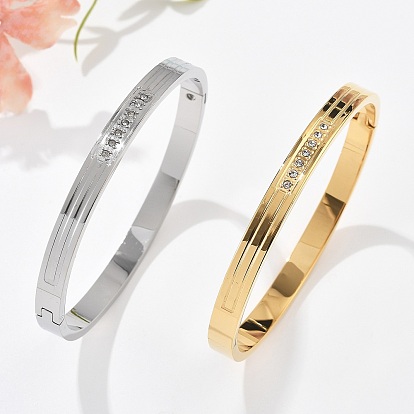 304 из нержавеющей стали браслеты горный хрусталь для женщин, ионное покрытие (ip)