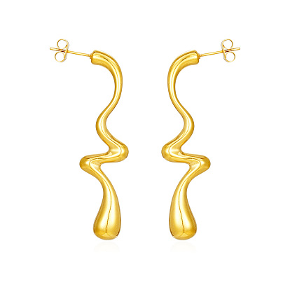 Простые 304 геометрические серьги-гвоздики в форме капли из нержавеющей стали