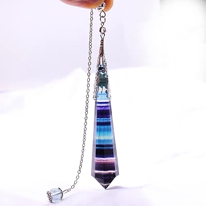 Натуральный флюорит маятник большой подвески, шарм пули, Рейки Викка колдовство балансирующий остроконечный подвесной маятник