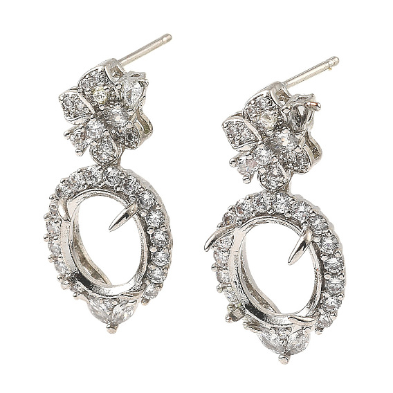 Стойка покрытие латунь с кубическим цирконием серьги-гвоздики находка, без свинца и без кадмия, цветок