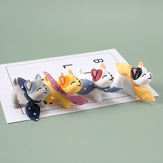 Подвески из смолы, с золотым штифтом для глаз, собака с шарфом