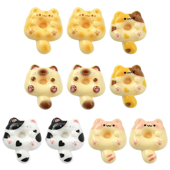 10шт. 5 цвета, мультяшная кошка в форме пончика, застежки для значков из смолы, покрашенный золотой латунный значок для рюкзака или одежды