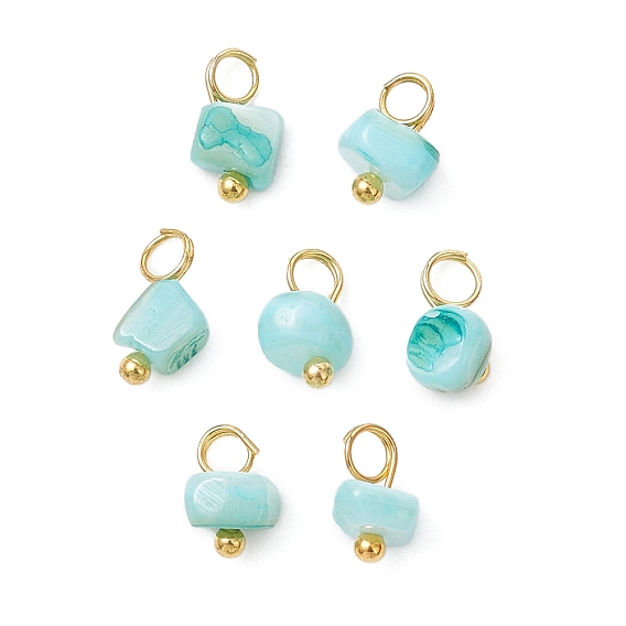 Подвески из натуральных окрашенных пресноводных ракушек, с медными петлями, золотые