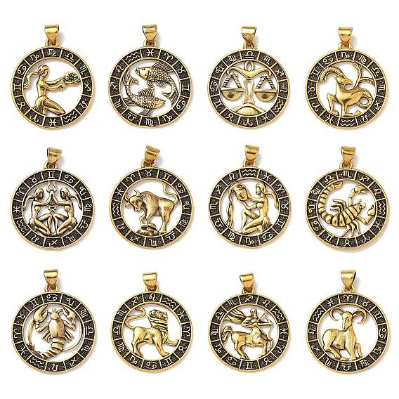 Латунные подвески, стойки покрытие, плоские круглые с созвездием, без свинца и без кадмия, долговечный