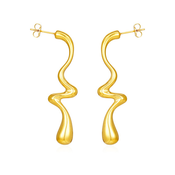 Простые 304 геометрические серьги-гвоздики в форме капли из нержавеющей стали