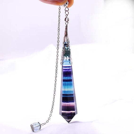 Натуральный флюорит маятник большой подвески, шарм пули, Рейки Викка колдовство балансирующий остроконечный подвесной маятник