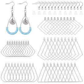 Diy 304 edelstahlohrringe herstellungssets, Dazu gehören Ohrringhaken und Drahtanhänger, Ohrmuttern aus Kunststoff