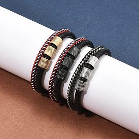 Плетеные кожаные многорядные браслеты для мужчин, с ионным покрытием (IP) 316 хирургическая нержавеющая сталь и 304 фурнитура из нержавеющей стали