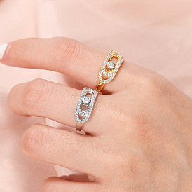 Латунные полые геометрические кольца для женщин с кубическим цирконием