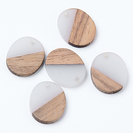 Resin & Walnut Wood Pendants, Oval