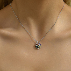 Ожерелье с подвеской в виде четырехлистного клевера на удачу, Ожерелье с магнитной подвеской из нержавеющей стали для женщин