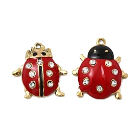 304 прелести нержавеющей стали, божья коровка прелести, с эмалью и стразами, ионное покрытие (ip)