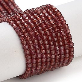 Natural Garnet Beads Strands, Grade AA, Faceted Table Cut Cube