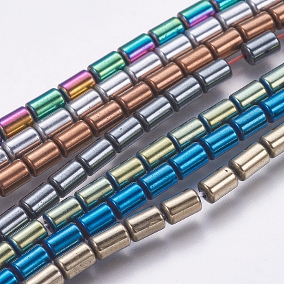 Electroplate Non-magnetic Synthetic Hematite Bead Strands, Smooth Surface, Column