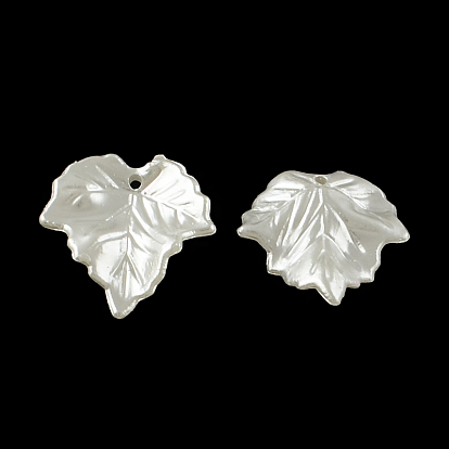 Leaf ABS Plastic Imitation Pearl Pendants, 24.5x23.5x3mm, Hole: 1.5mm