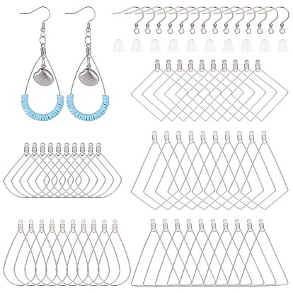 Diy 304 edelstahlohrringe herstellungssets, Dazu gehören Ohrringhaken und Drahtanhänger, Ohrmuttern aus Kunststoff