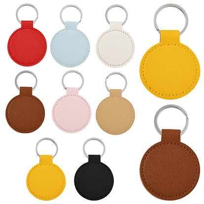 24шт 8 стильный брелок из искусственной кожи, с кольцом для ключей из сплава, плоско-круглые