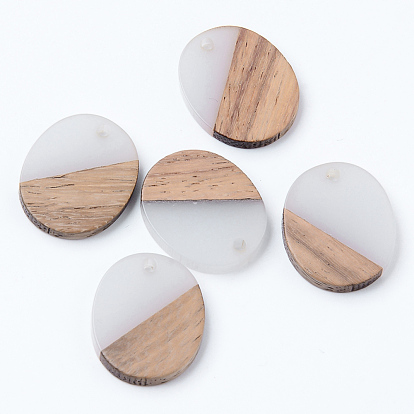 Resin & Walnut Wood Pendants, Oval