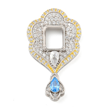 925 Sterling Silver Micro Pave Clear Cubic Zirconia Sew on Prong Settings, Claw Settings for Pointed Back Rhinestone, Open Back Settings,  Flower