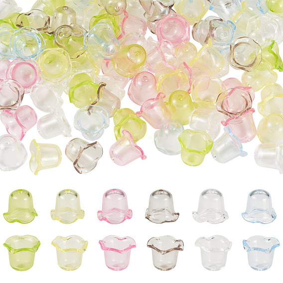 120шт 6 цвета прозрачные акриловые колпачки для бусин, цветок