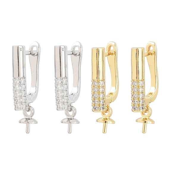 Латунные серьги-кольца из прозрачного кубического циркония, придерживаться, запереть, за половину пробурено бисера, без кадмия и без свинца, долговечный, стойки покрытие