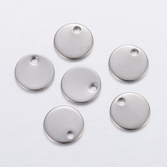 304 Stainless Steel Stamping Blank Tag Pendants, Flat Round Charms