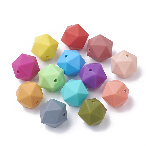 Food Grade Eco-Friendly Silicone Focal Beads, Chewing Beads For Teethers, DIY Nursing Necklaces Making, Icosahedron