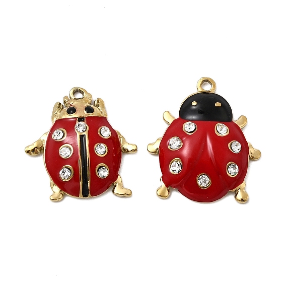304 прелести нержавеющей стали, божья коровка прелести, с эмалью и стразами, ионное покрытие (ip)