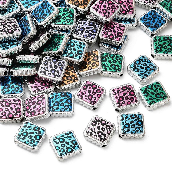 УФ-покрытие, напечатанное на непрозрачных акриловых бусинах, квадрат с печатью леопарда