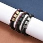 Плетеные кожаные многорядные браслеты для мужчин, с ионным покрытием (IP) 316 хирургическая нержавеющая сталь и 304 фурнитура из нержавеющей стали